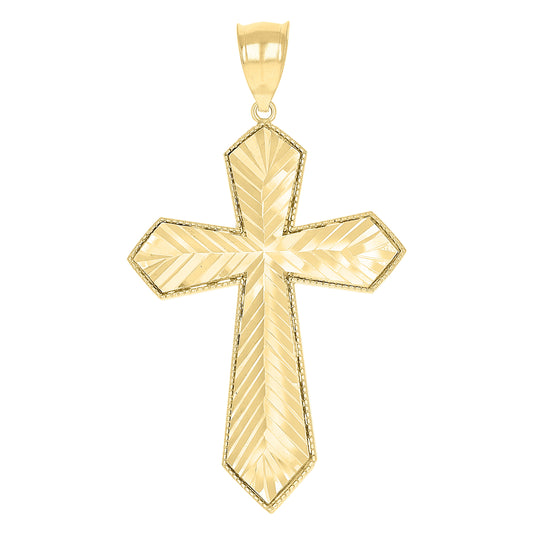 10K Yellow Gold Mens Cross Religious Charm Pendant