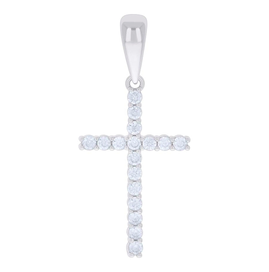 Sterling Silver Unisex Cubic Zirconia Cross Religious Charm Pendant
