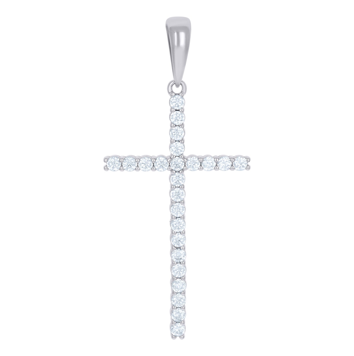 Sterling Silver Unisex Cubic Zirconia Cross Religious Charm Pendant