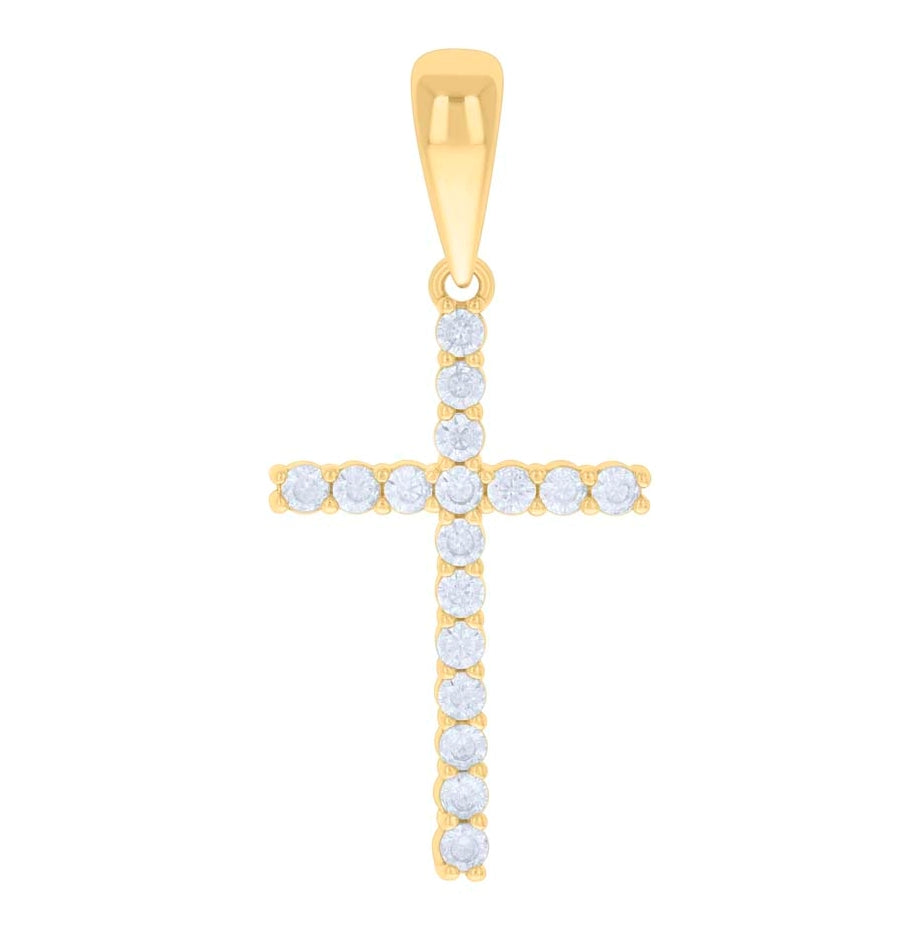 Sterling Silver Unisex Cubic Zirconia Cross Religious Charm Pendant