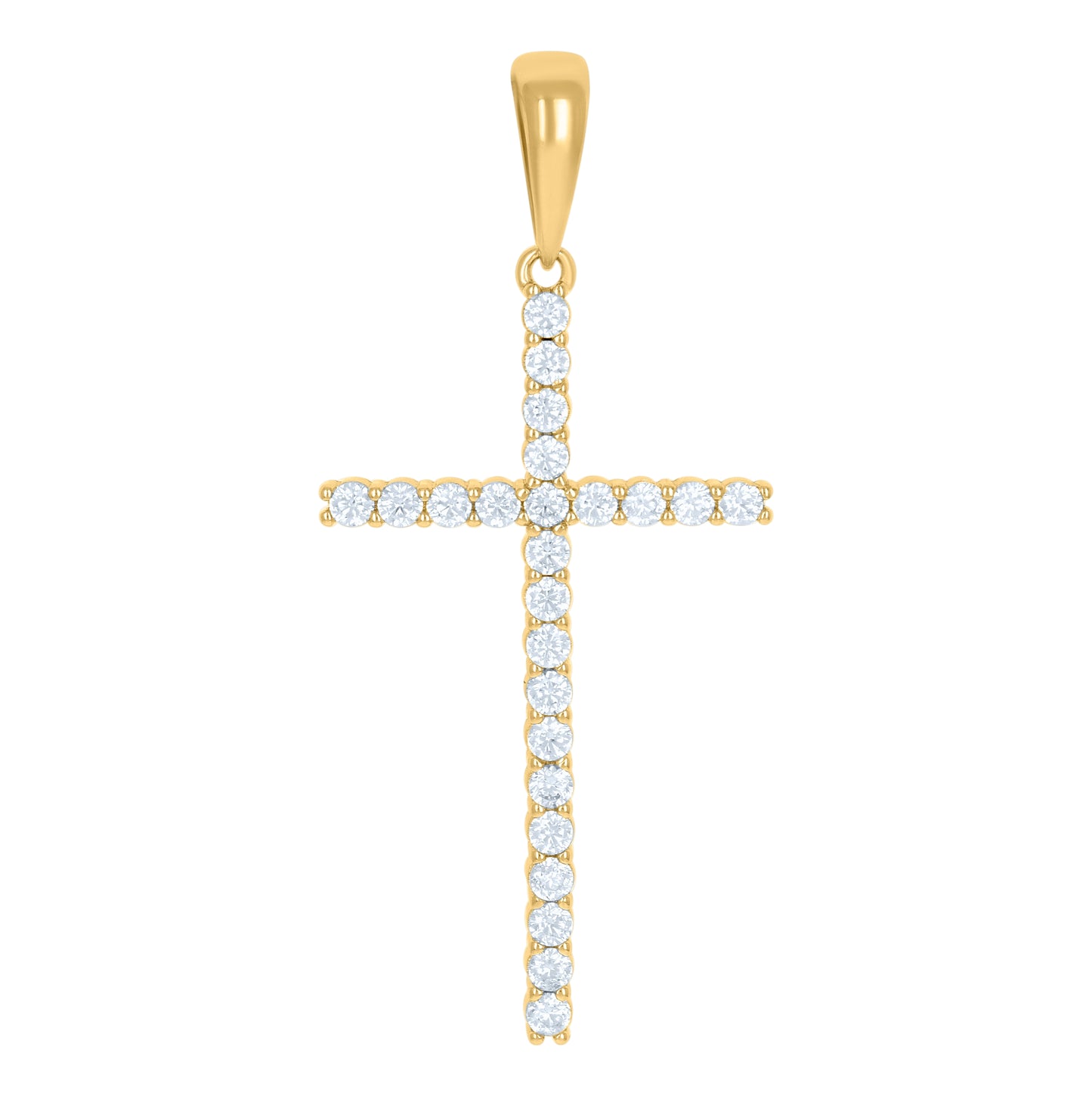 Sterling Silver Unisex Cubic Zirconia Cross Religious Charm Pendant