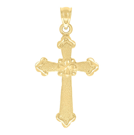 10K Yellow Gold Unisex Nugget Cross Religious Charm Pendant