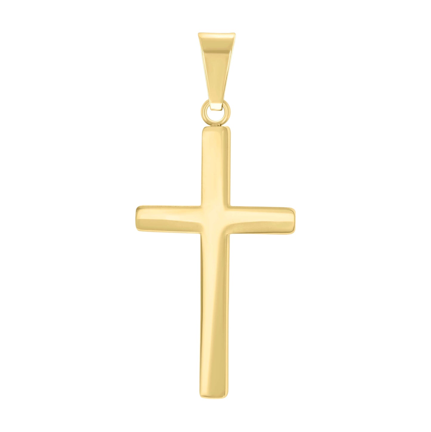 Stainless Steel Yellow-tone Mens Shiny Finish Cross Religious Charm Pendant