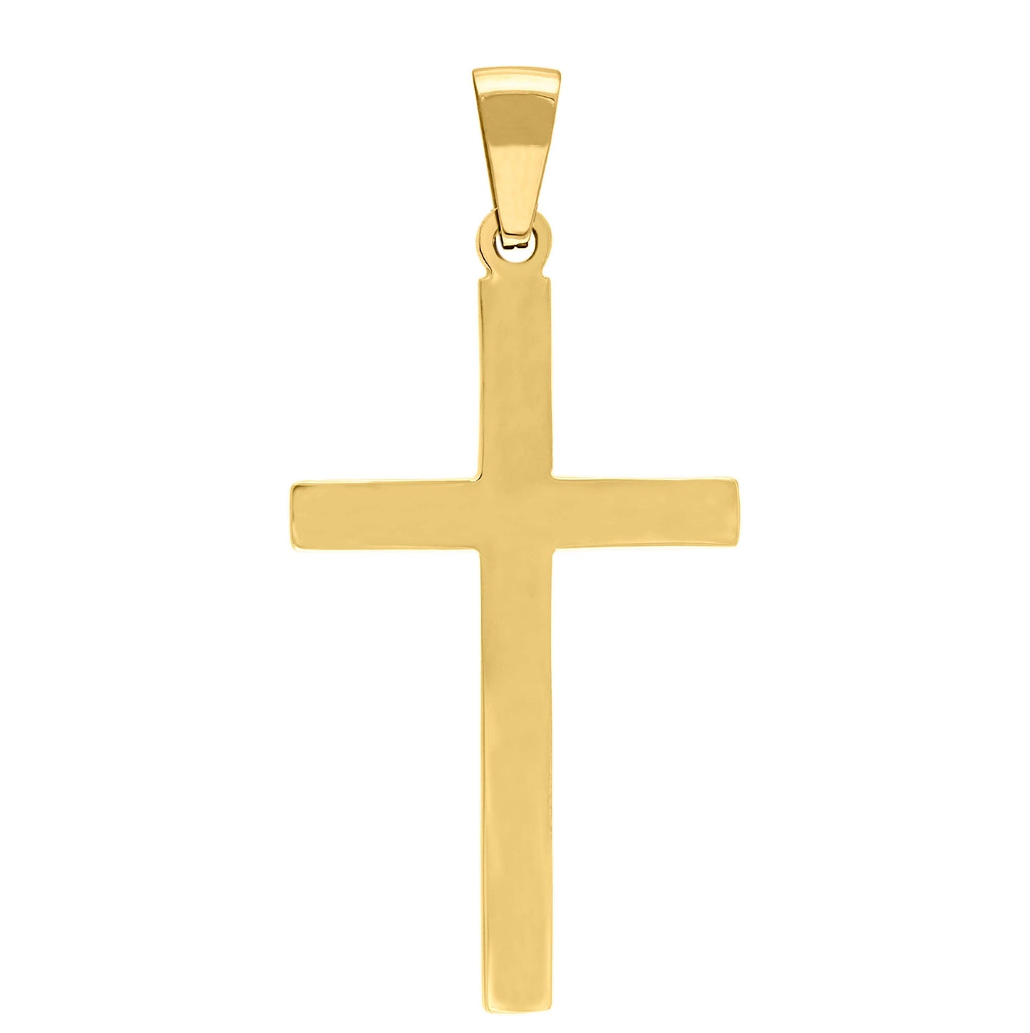 Stainless Steel Yellow-tone Mens Cross Religious Charm Pendant-26x48mm
