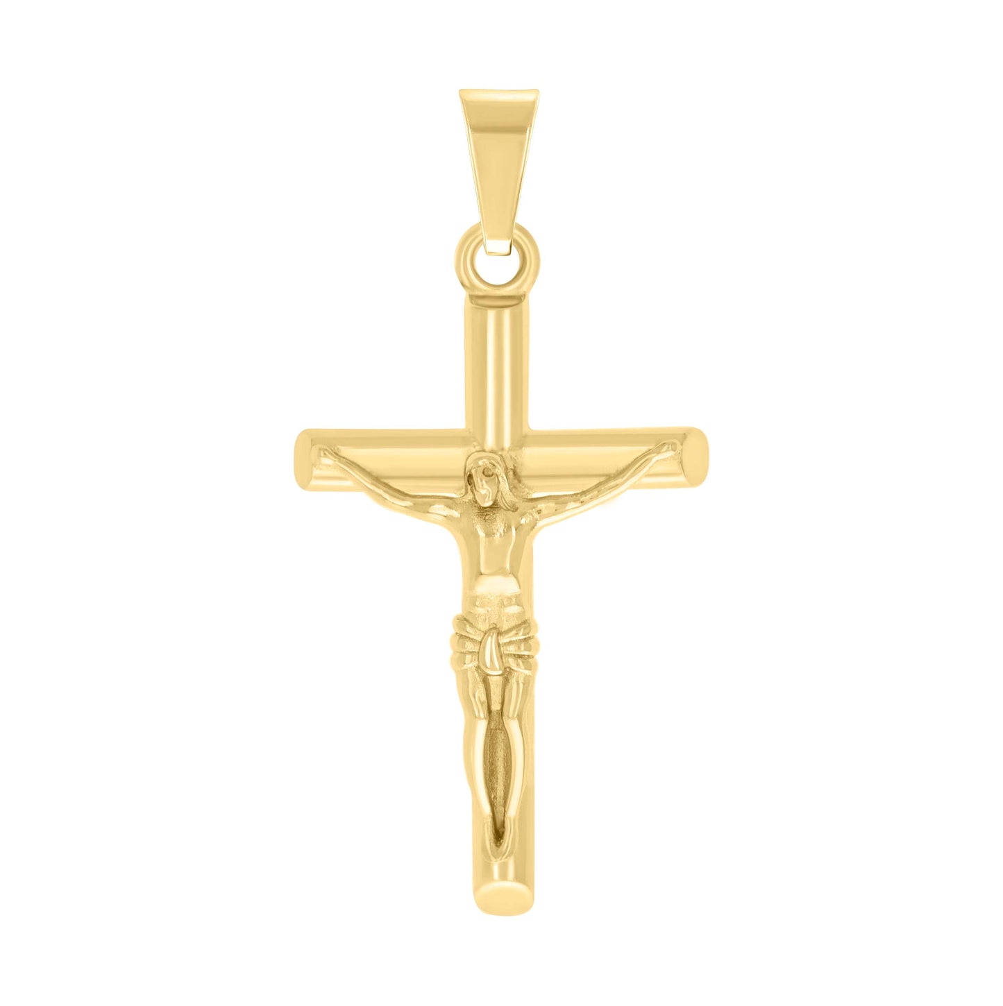 Stainless Steel Yellow-tone Crucifix Cross Religious Charm Pendant