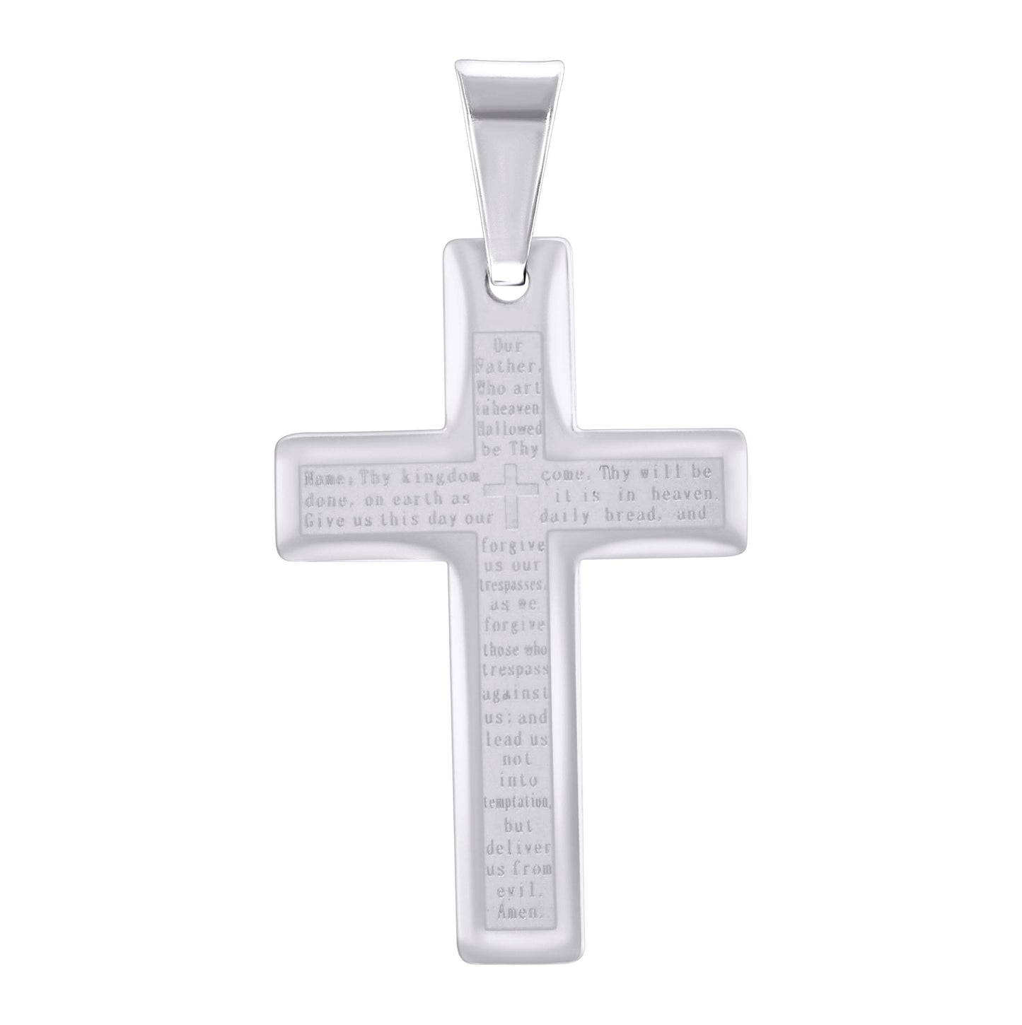 Stainless Steel Lorde's Prayer Cross Religious Charm Pendant