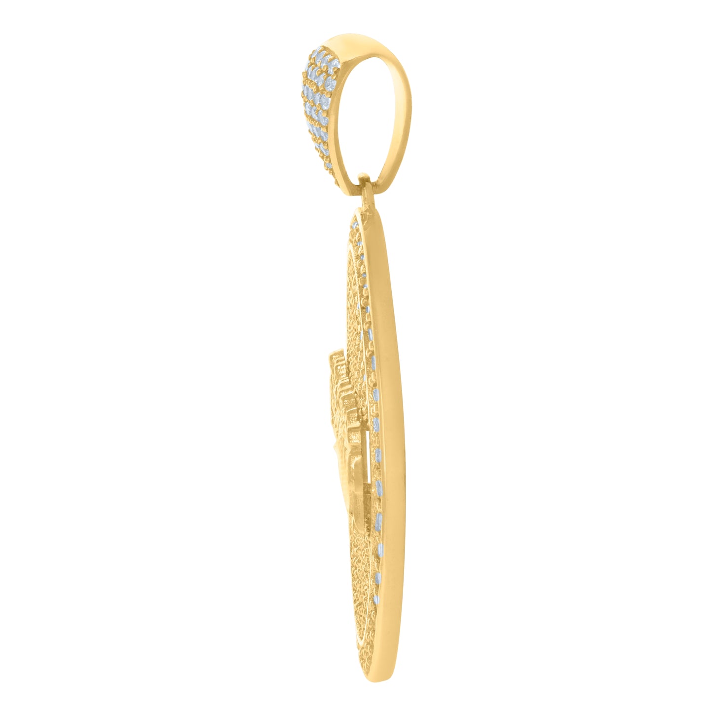 10K Yellow Gold Mens Women Cubic Zirconia Last Supper Religious Medallion Charm Pendant