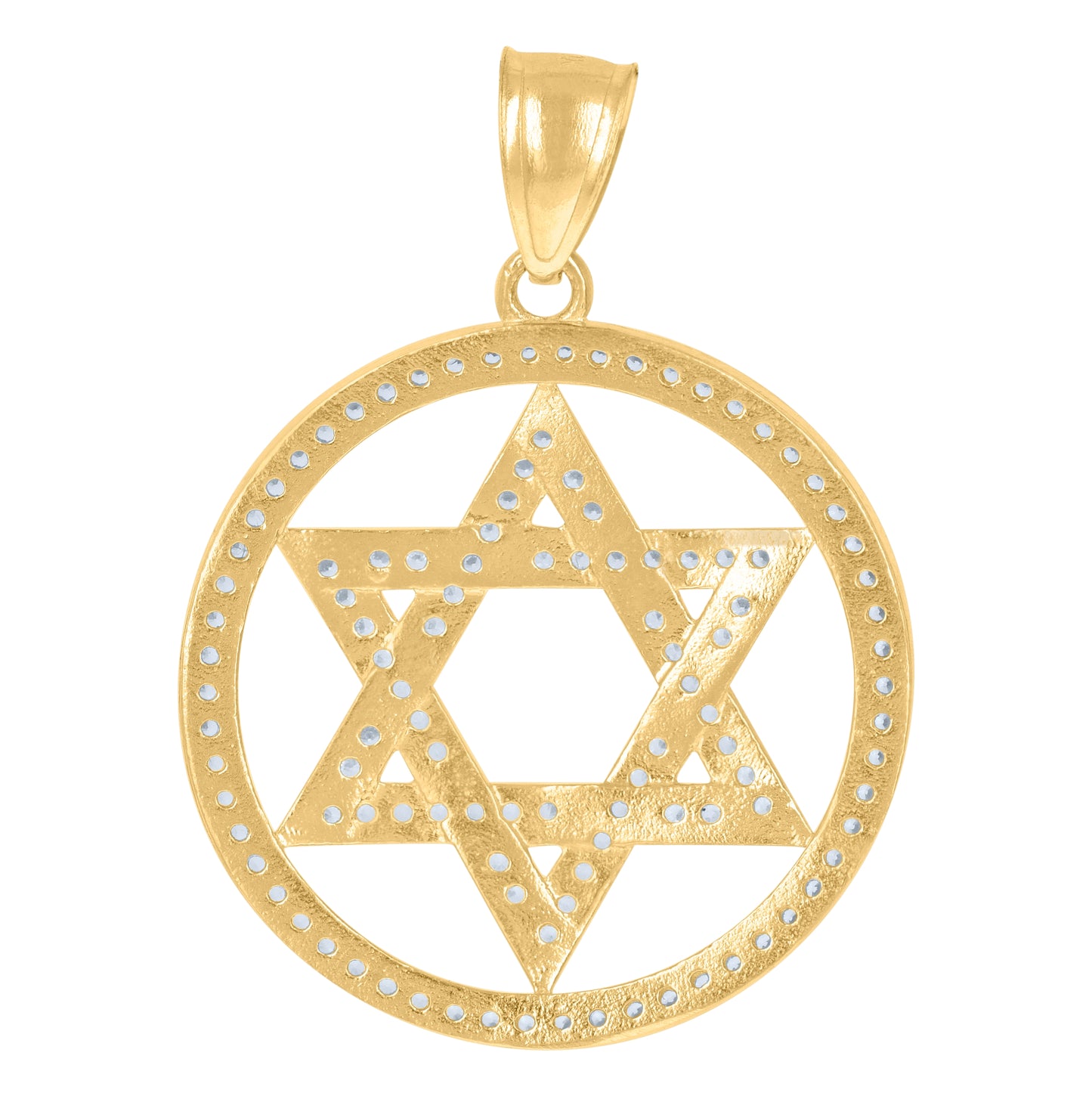 10K Yellow Gold Mens Cubic Zirconia Cubic-Zirconia Star Of David Religious Charm Pendant