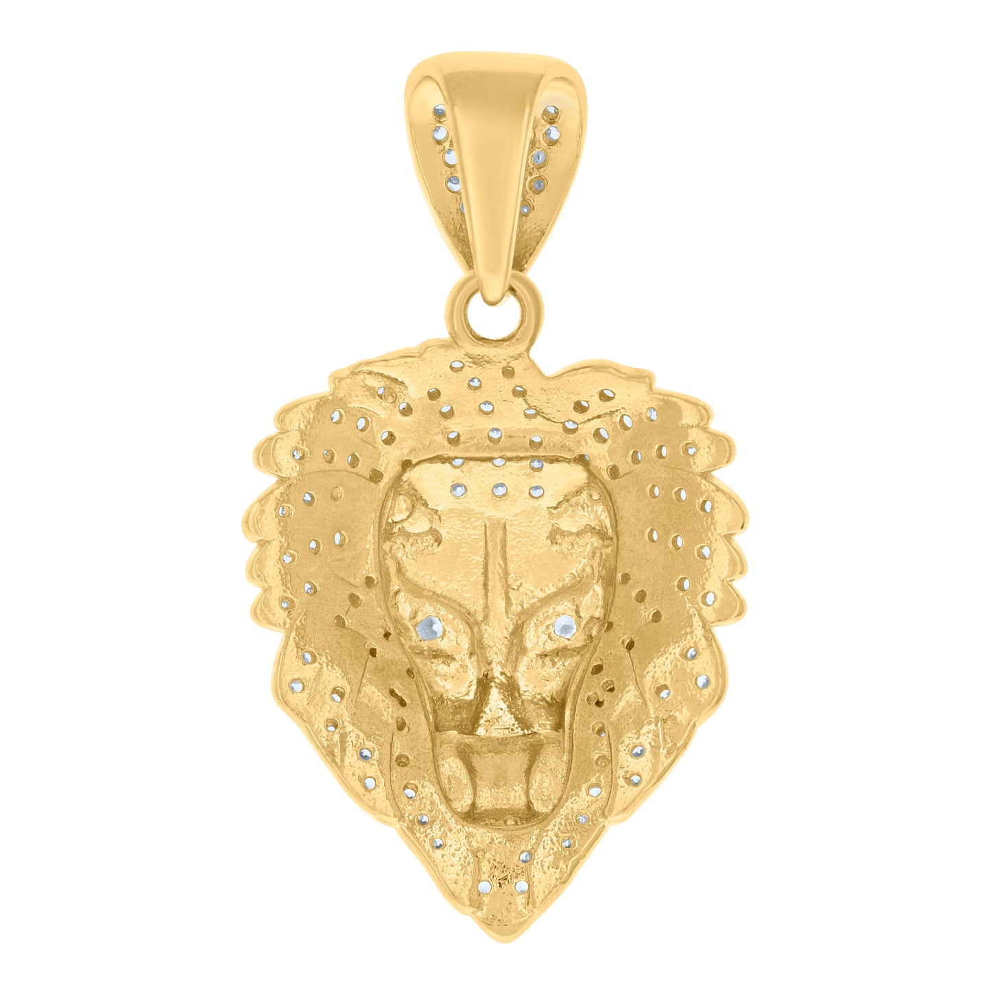 10K Yellow Gold Mens Cubic Zirconia Zodiac Sign Leo Lion Head Charm Pendant