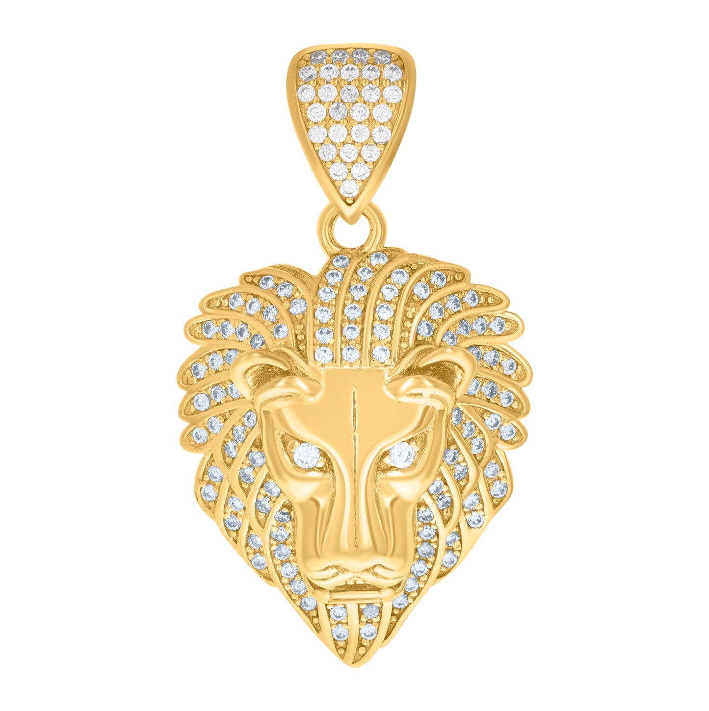 10K Yellow Gold Mens Cubic Zirconia Zodiac Sign Leo Lion Head Charm Pendant