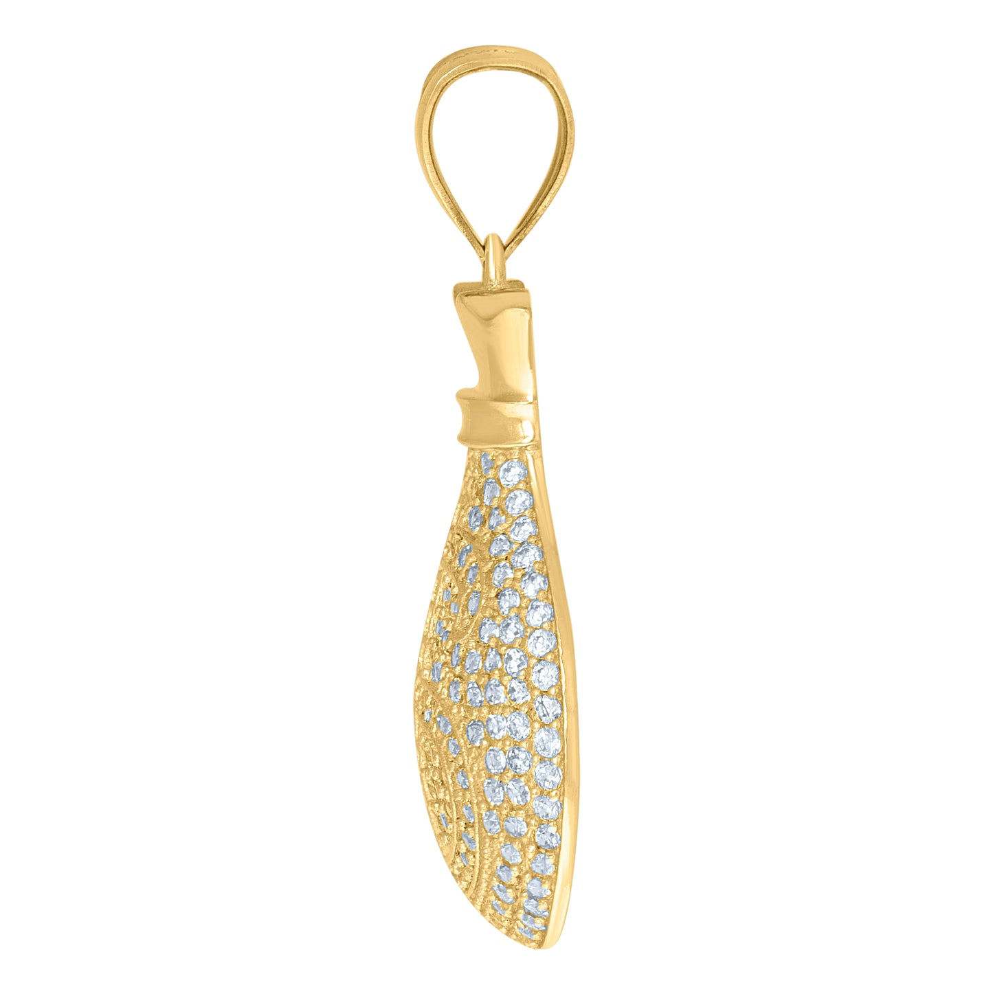 10K Yellow Gold Mens Cubic Zirconia Dollar Sign Money Bag Charm Pendant