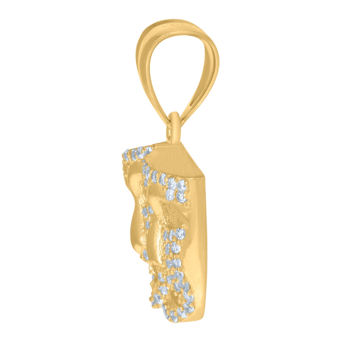 10K Yellow Gold Cubic-Zirconia Unisex Comedy Tragedy Mask Charm Pendant