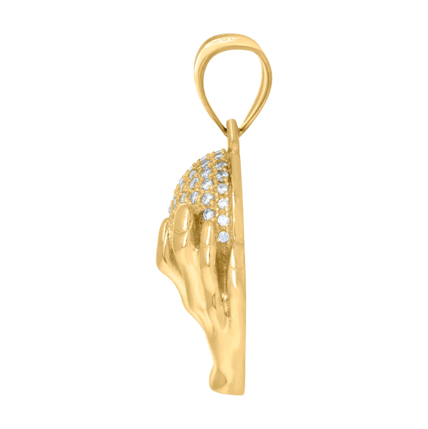 10K Yellow Gold Cubic-Zirconia Mens Hand Globe Charm Pendant