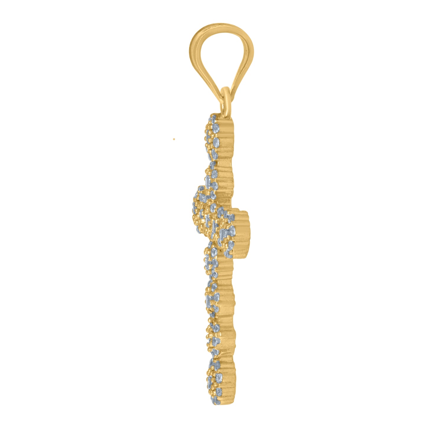 10K Yellow Gold Mens Women Cubic Zirconia Cross Religious Charm Pendant