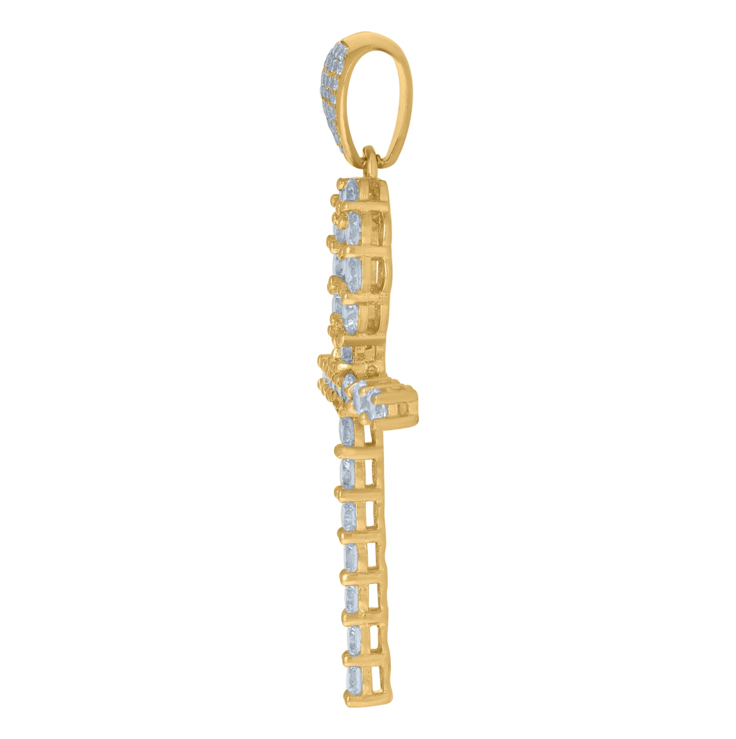10K Yellow Gold Cubic-Zirconia Mens Ankh Cross Religious Charm Pendant