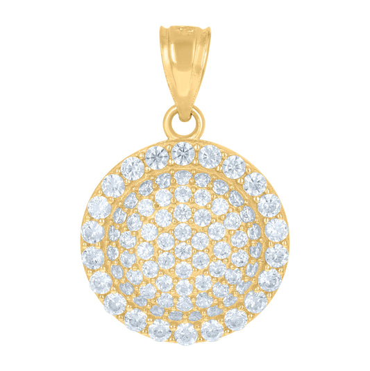 10K Yellow Gold Mens Women Cubic Zirconia Charm Pendant