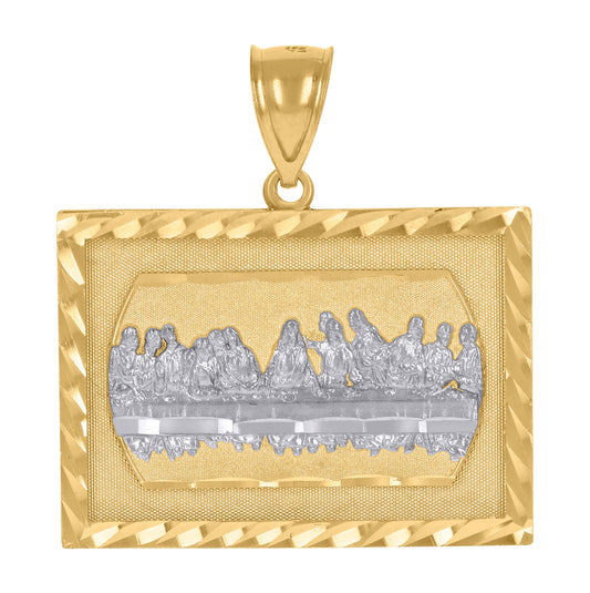 10K Two-Tone Gold Unisex Last Supper Religious Charm Pendant