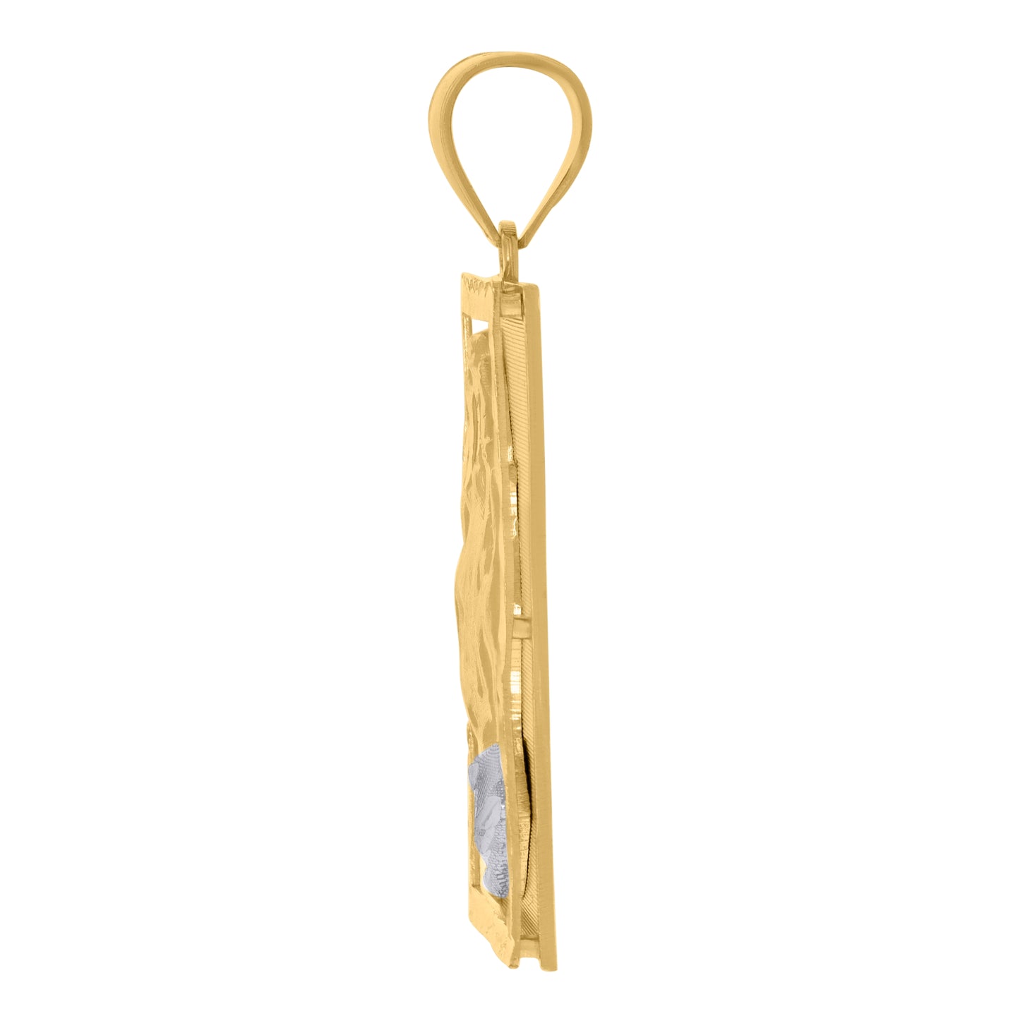 10K Two-Tone Gold Mens Women Diamond-Cut Praying Hands Religious Charm Pendant