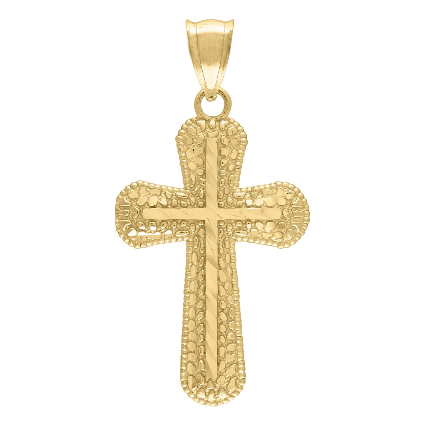 10K Yellow Gold Mens Cross Religious Charm Pendant