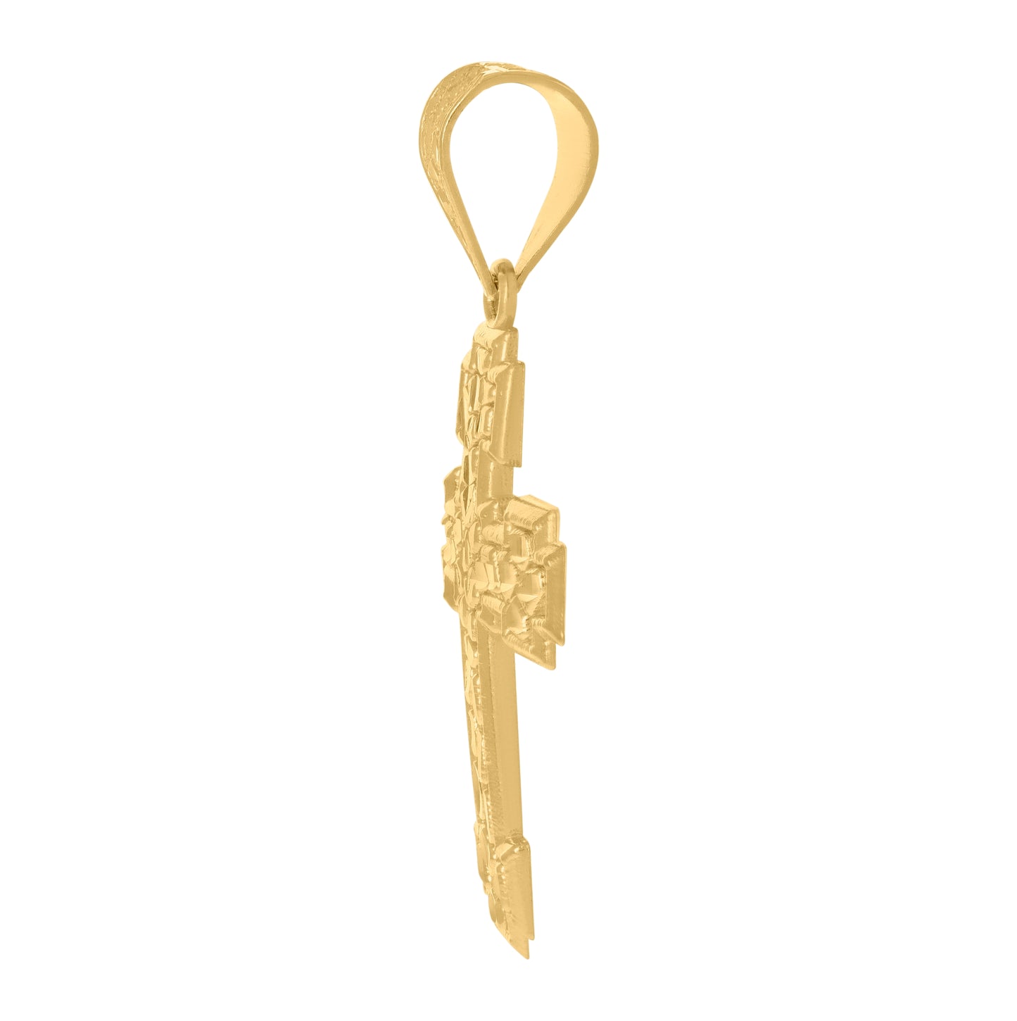 10K Yellow Gold Mens Cross Religious Charm Pendant
