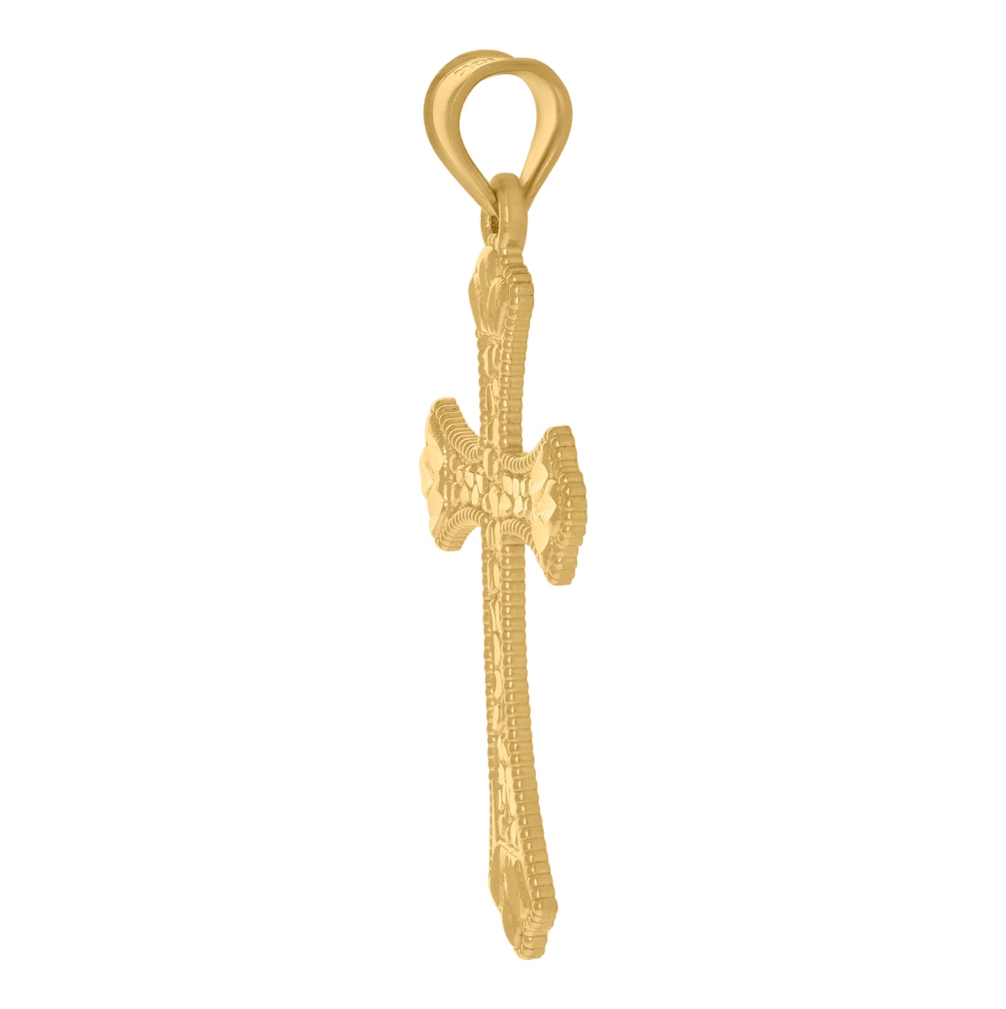 10K Yellow Gold Mens Cross Religious Charm Pendant