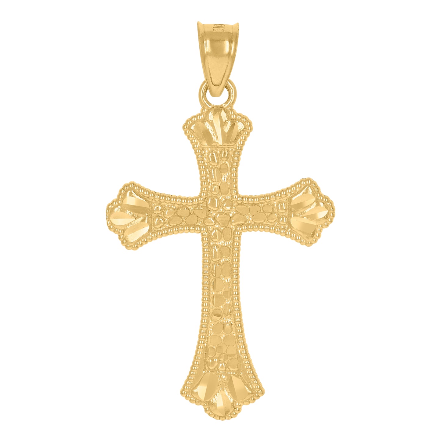 10K Yellow Gold Mens Cross Religious Charm Pendant