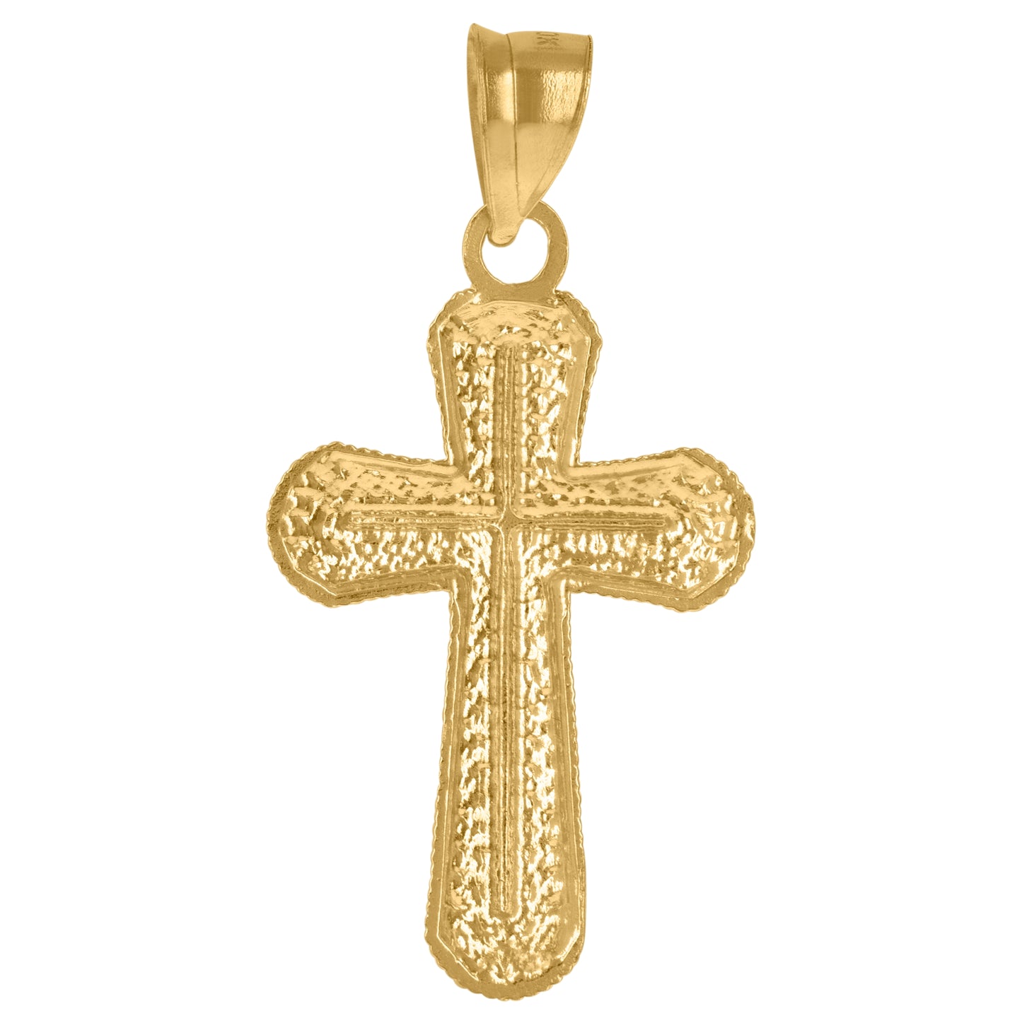 10K Yellow Gold Unisex Cross Religious Charm Pendant