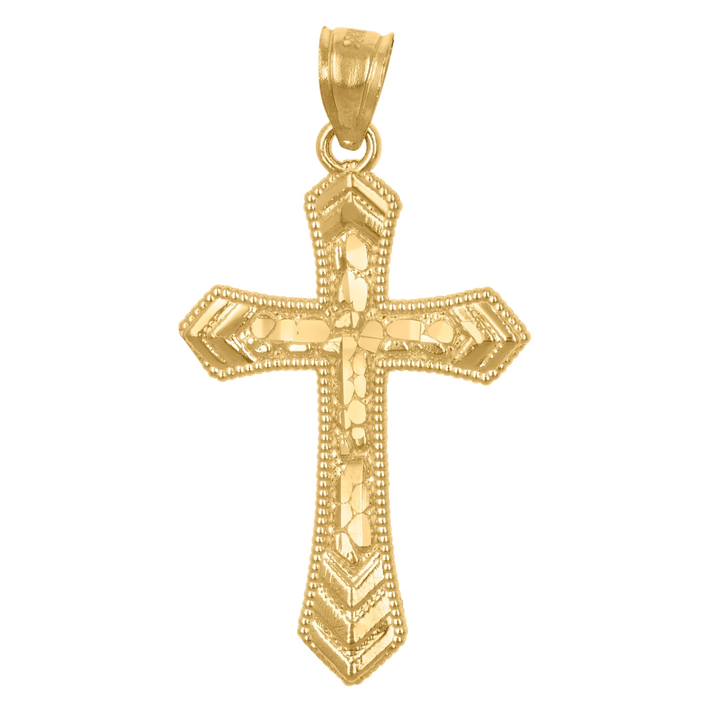 10K Yellow Gold Unisex Passion Cross Religious Charm Pendant