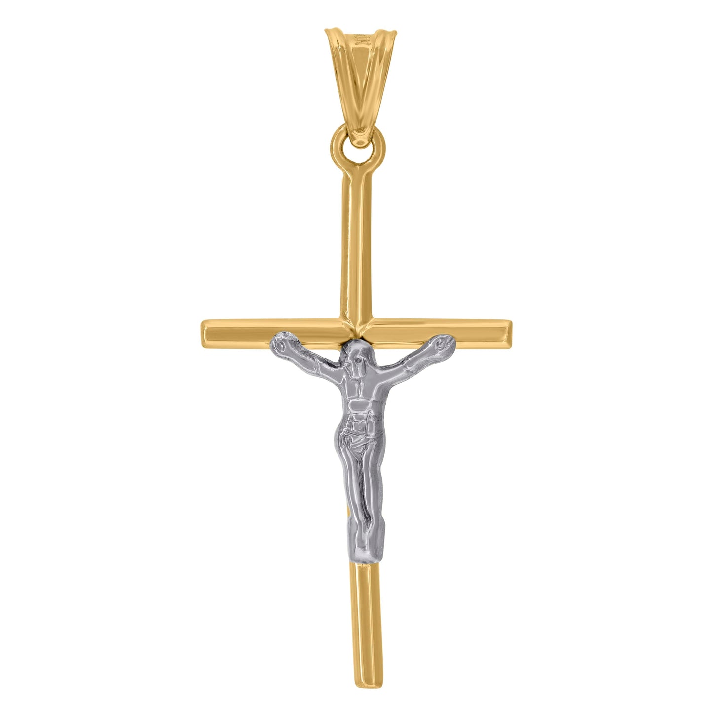 10K Two-Tone Gold Unisex Crucifix Cross Religious Charm Pendant