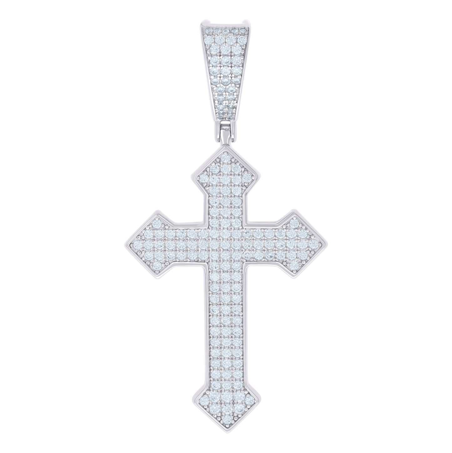 Sterling Silver Unisex Cubic Zirconia Cross Religious Charm Pendant