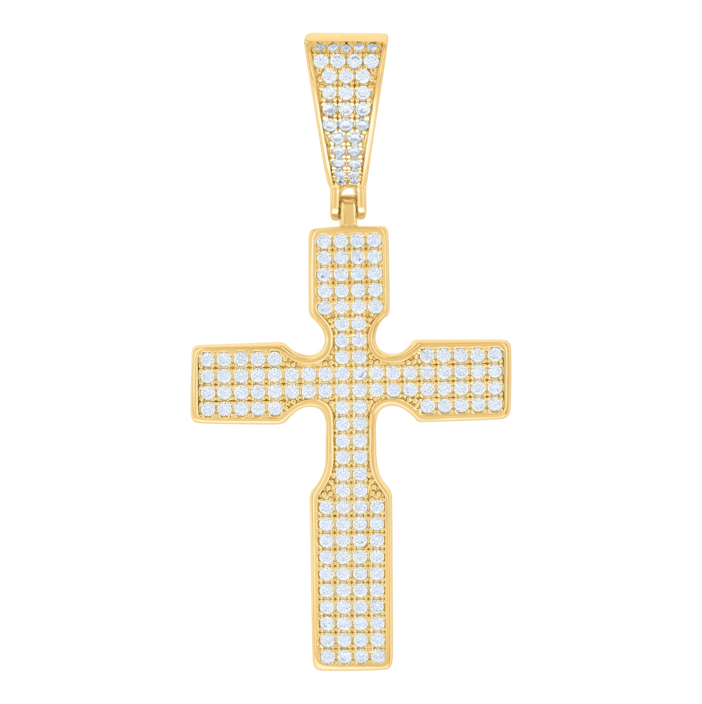 Sterling Silver Yellow-Tone Unisex Cubic-Zirconia Cross Religious Pendant
