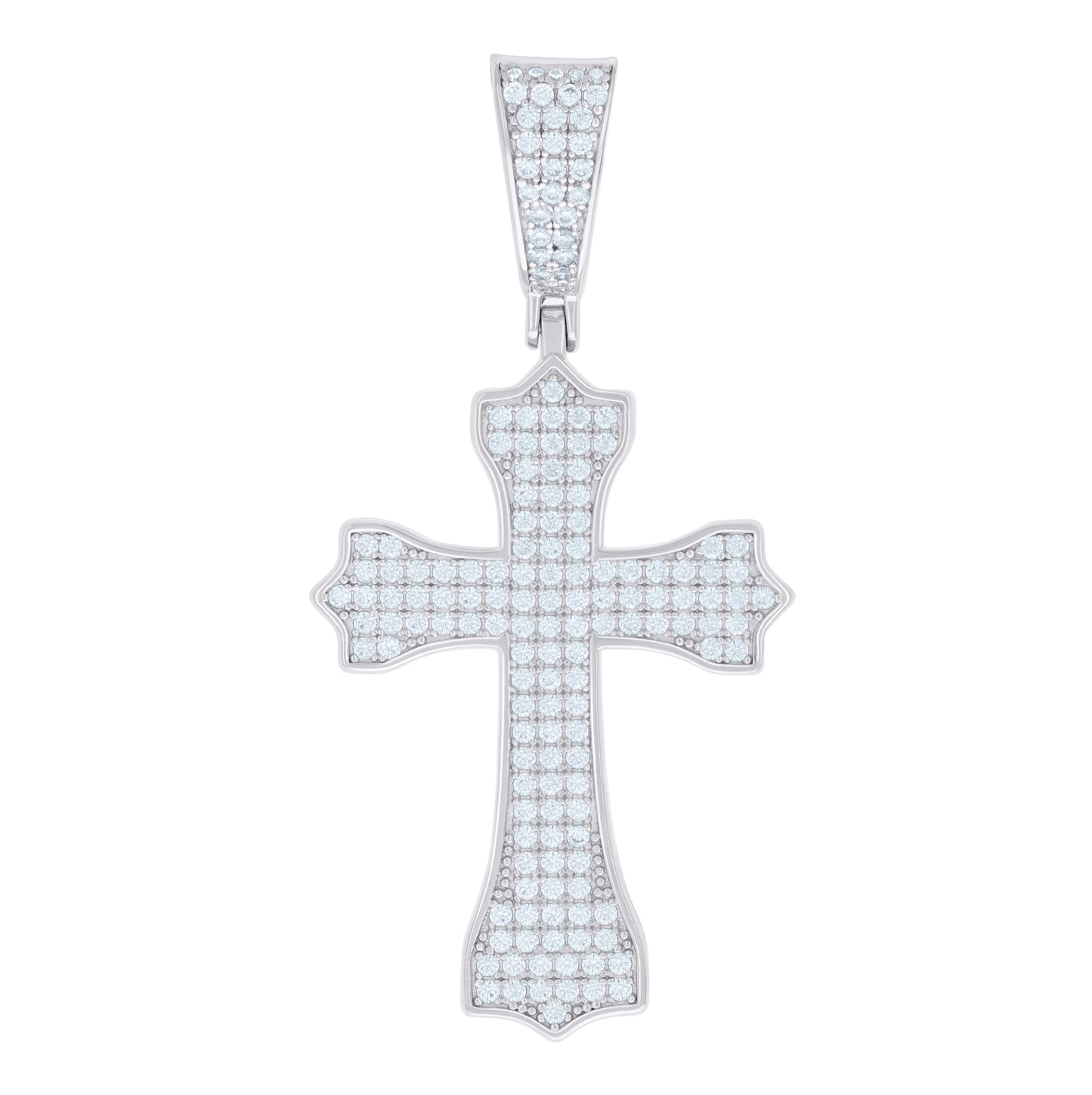 Sterling Silver Unisex Cubic Zirconia Cross Religious Charm Pendant