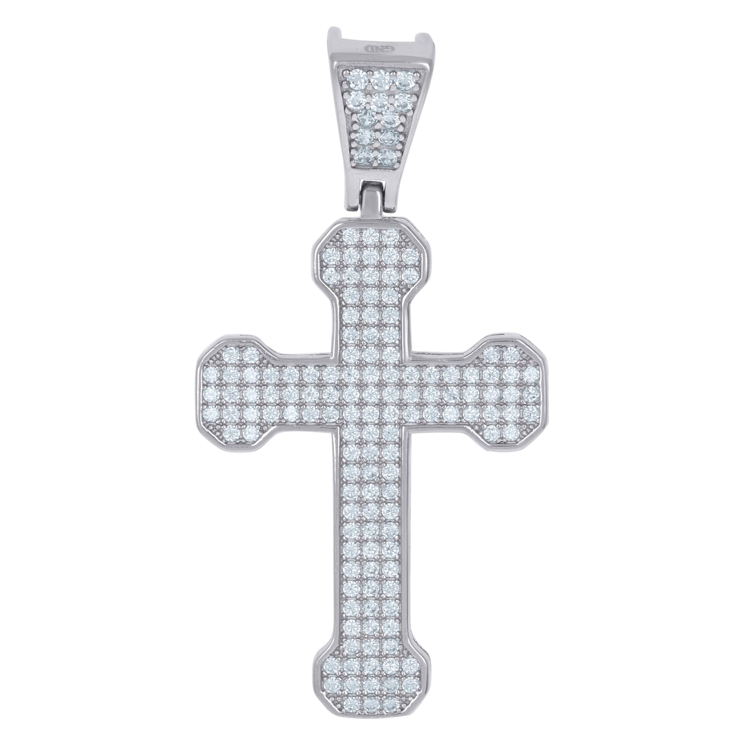 Sterling Silver Unisex Cubic-Zirconia Cross Religious Charm Pendant