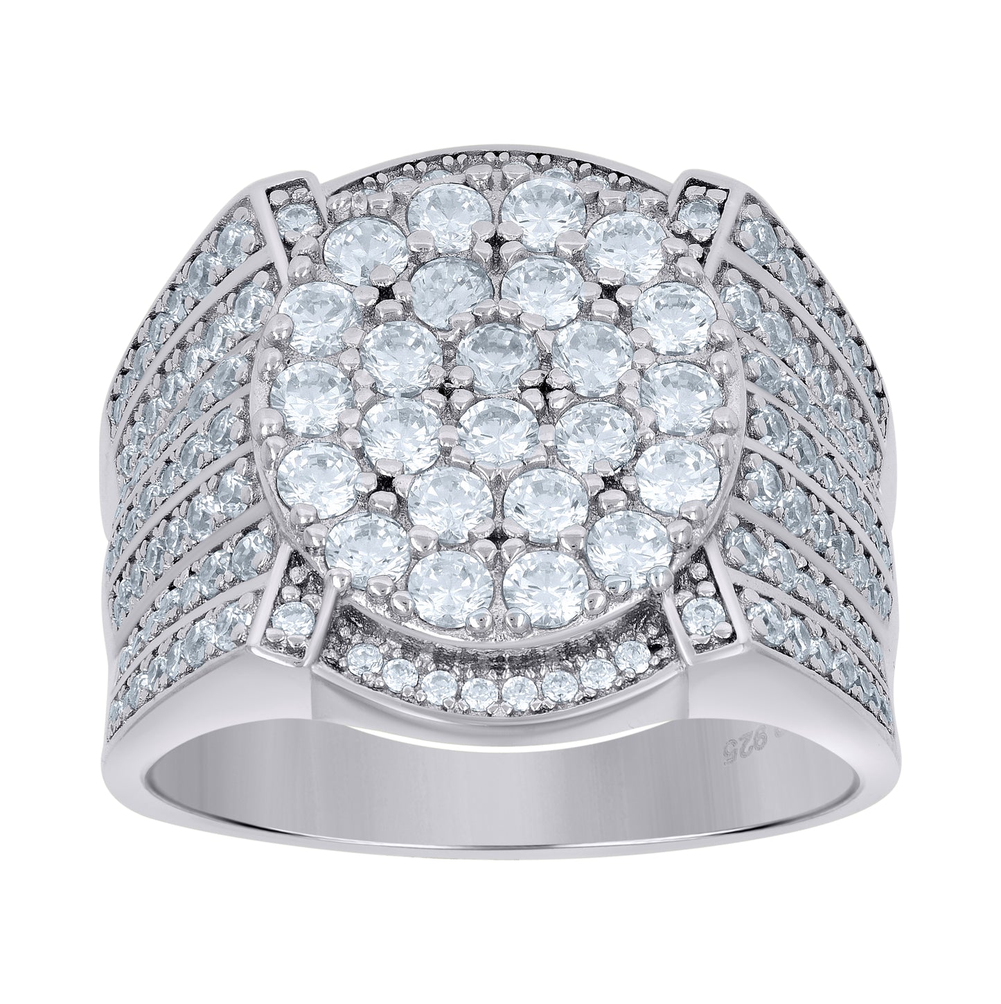 Sterling Silver Men's Cubic Zirconia Presidential Bridal Anniversary Wedding Engagement Band Ring Sizes 7 To 12