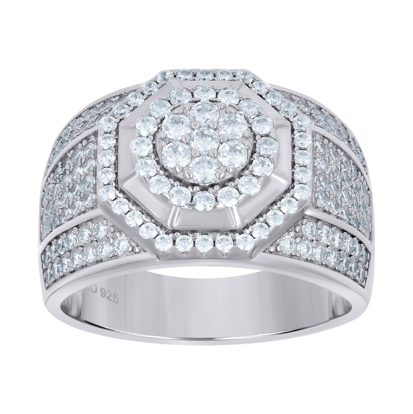 Sterling Silver Mens Cubic Zirconia Presidential Bridal Anniversary Wedding Engagement Band Ring Sizes 7 To 12