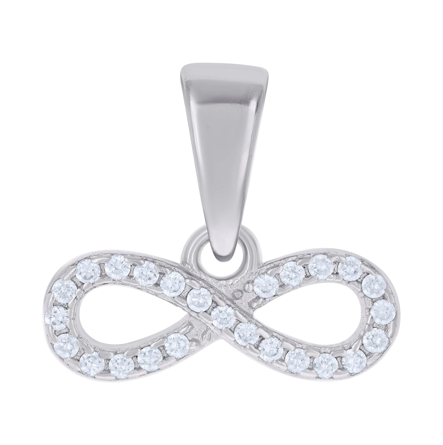 Sterling Silver Womens Cubic-Zirconia Infinity Charm Pendant