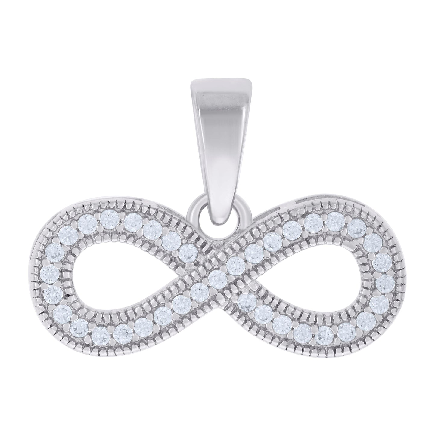 Sterling Silver Womens Cubic-Zirconia Infinity Charm Pendant