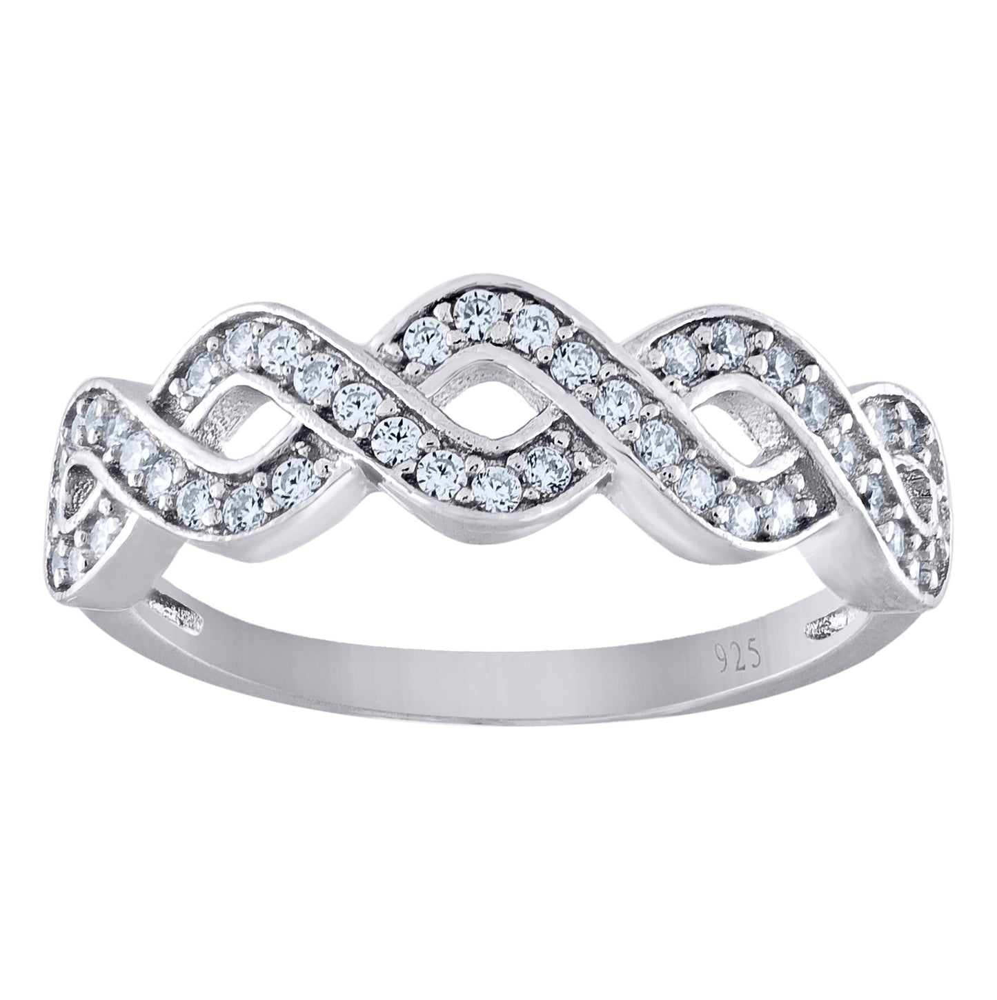 Sterling Silver Weaved Sizes 6 To 9 Womens Cubic-Zirconia Bridal Anniversary Wedding Engagement Band Ring Band
