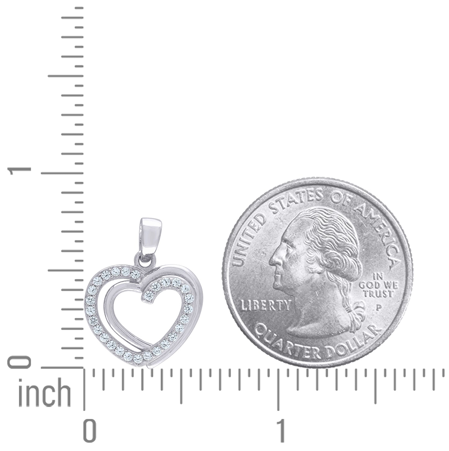 Sterling Silver Womens Cubic-Zirconia Intertwined Heart Charm Pendant