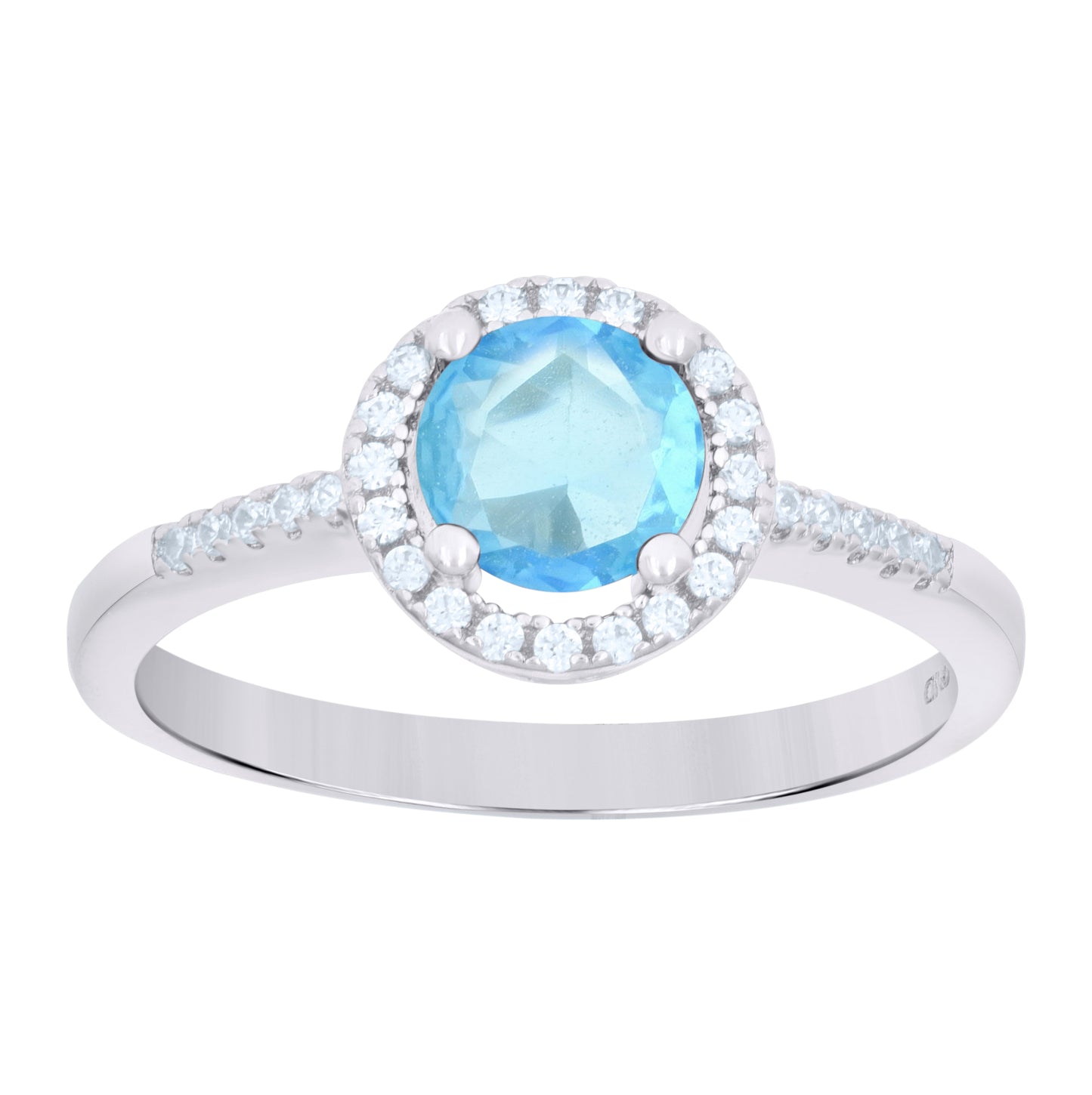Sterling Silver Womens Aqua Cubic Zirconia Fashion Bridal Anniversary Wedding Engagement Band Ring