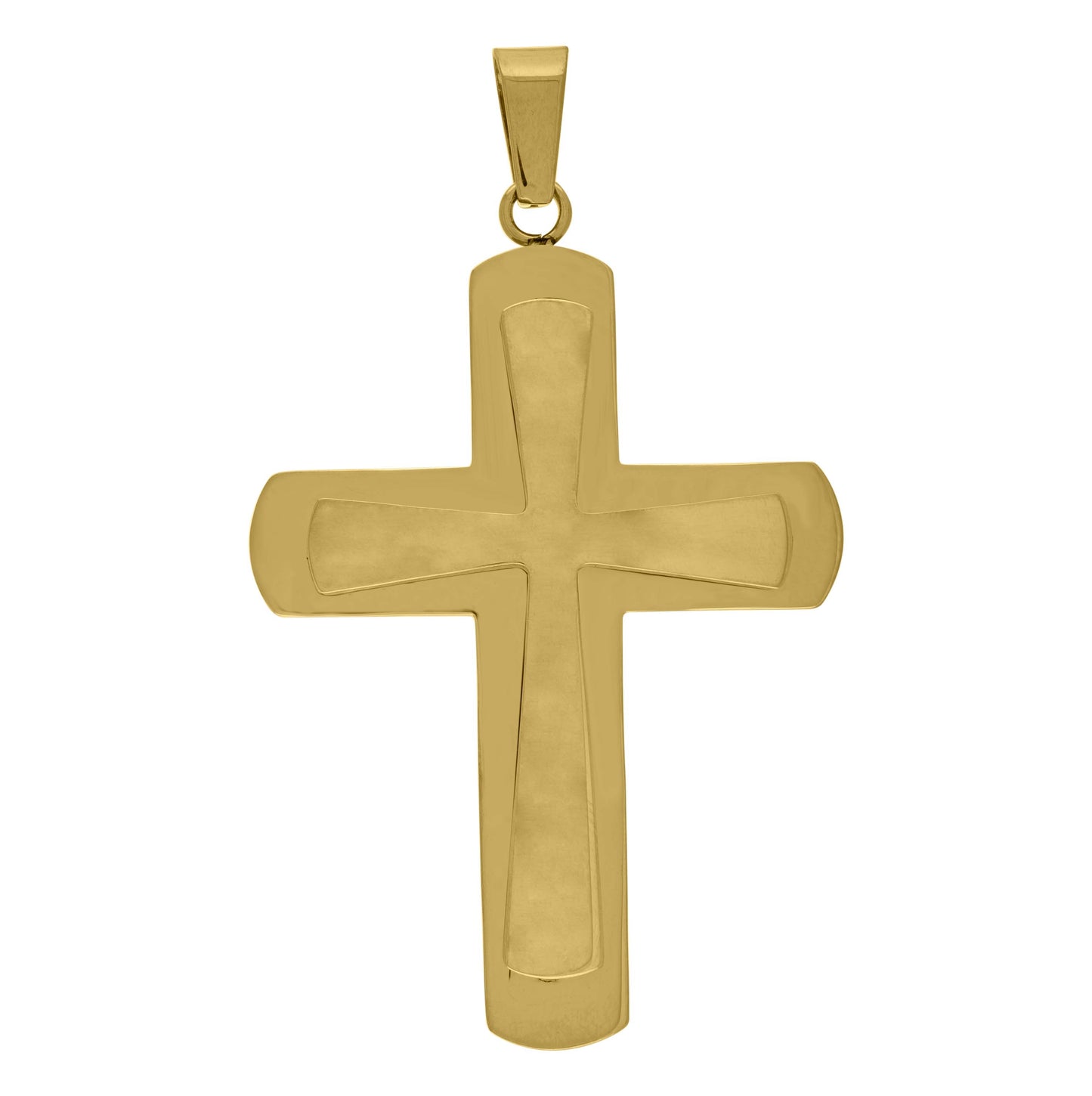 Stainless Steel Mens Two Layer Cross Religious Charm Pendant