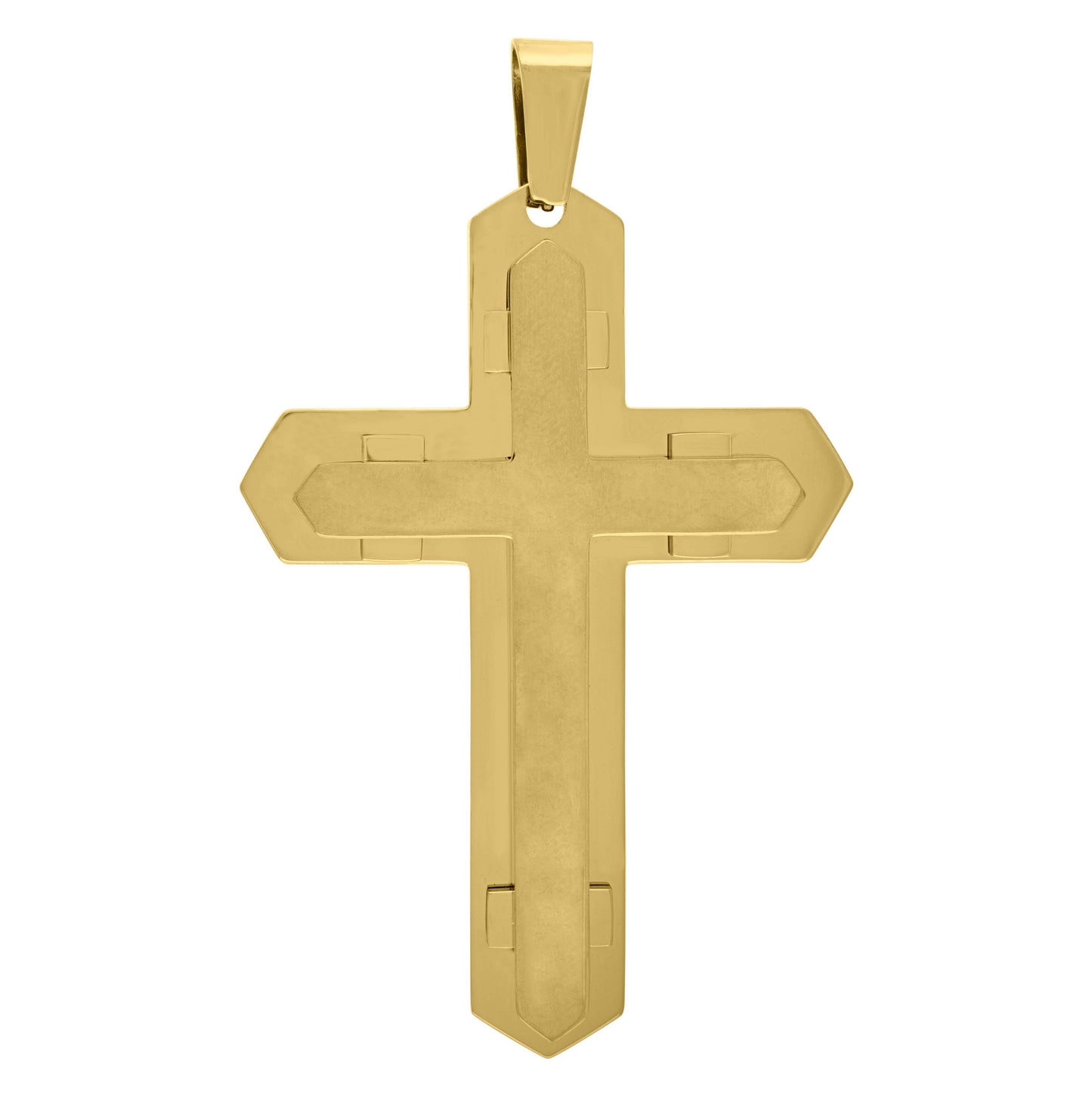 Stainless Steel Mens Two Layer Cross Religious Charm Pendant