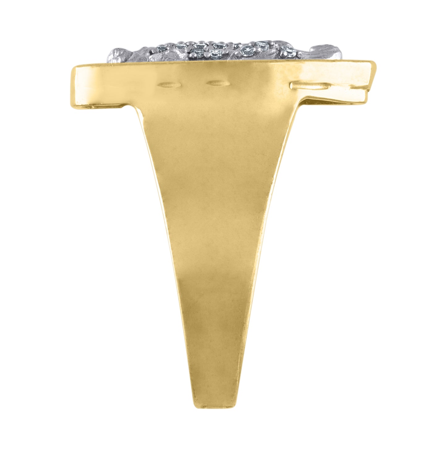 10K Two-Tone Gold Mens Cubic Zirconia Lady Of Guadalupe Religious Ring
