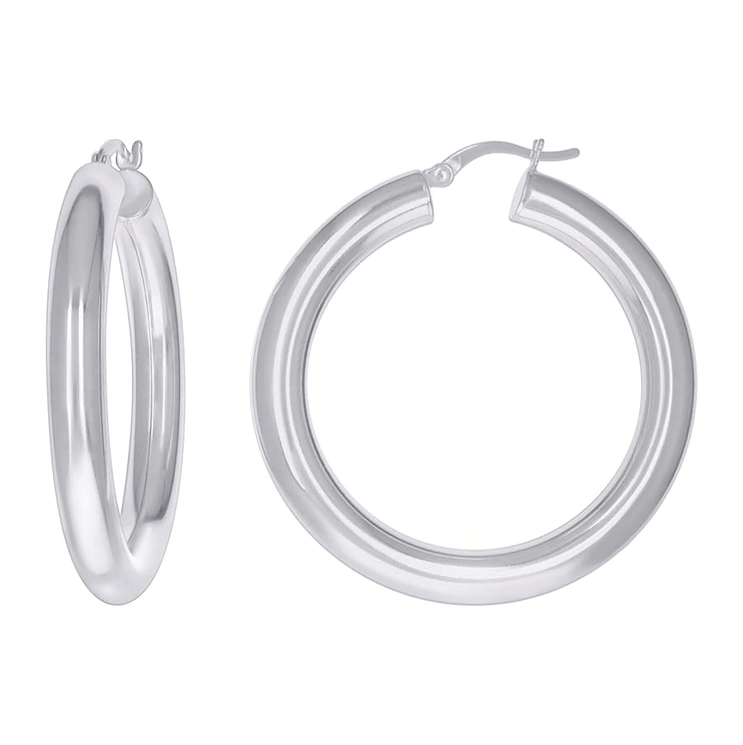 Sterling Silver Womens Classic Hoop Earrings