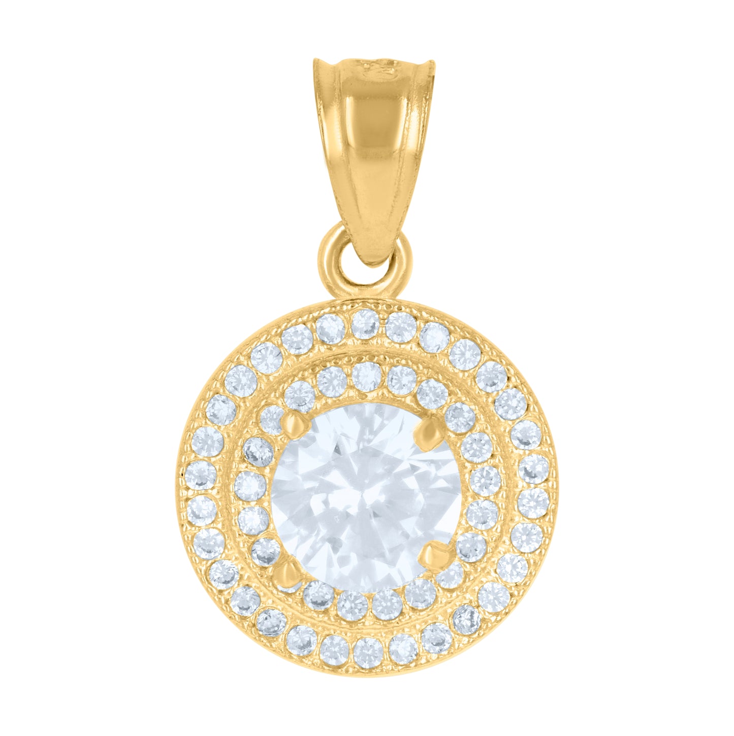 10K Two-Tone Gold Womens Cubic-Zirconia Round Cluster Fashion Charm Pendant