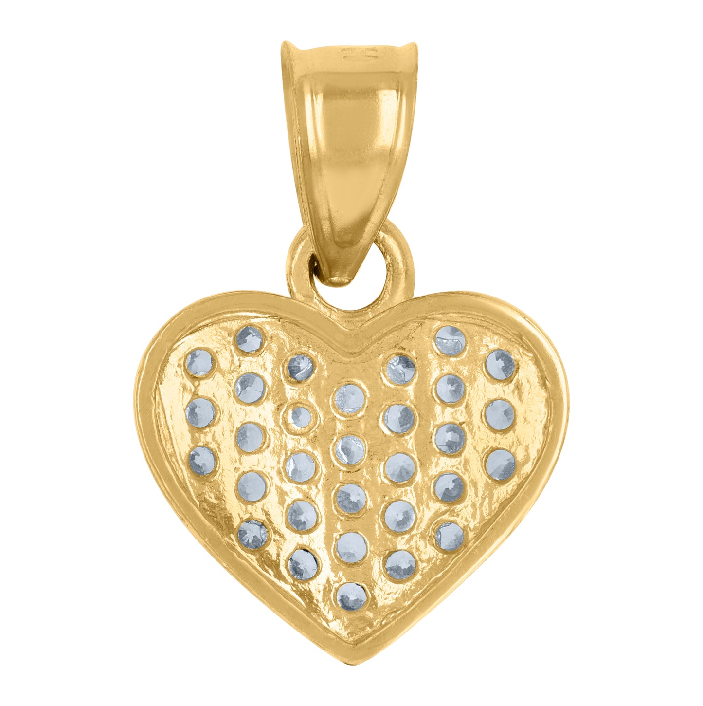 10K Two-Tone Gold Womens Cubic-Zirconia Cluster Heart Charm Pendant