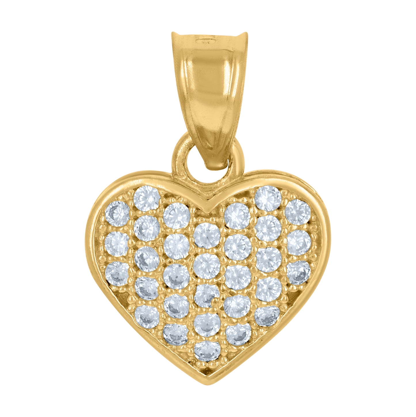 10K Two-Tone Gold Womens Cubic-Zirconia Cluster Heart Charm Pendant