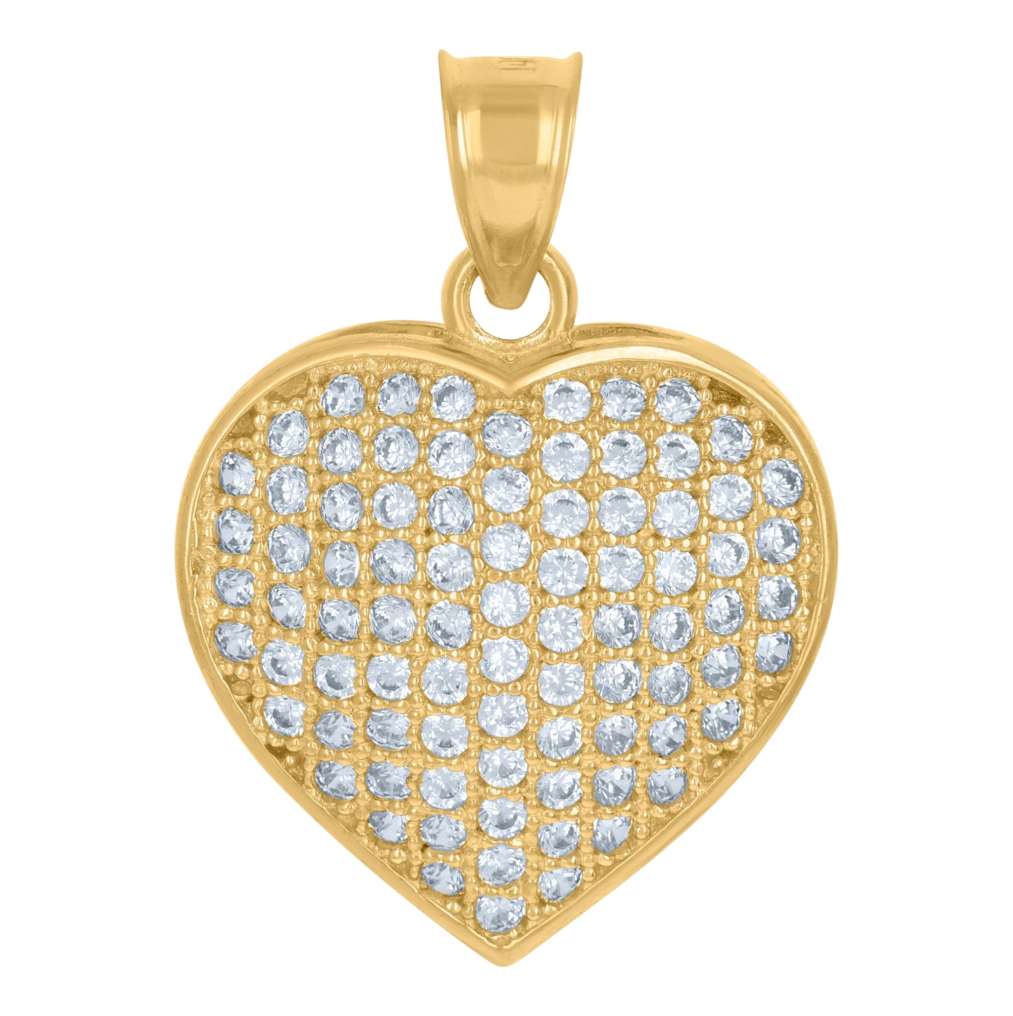 10K Yellow Gold Womens Cubic-Zirconia Heart Charm Pendant