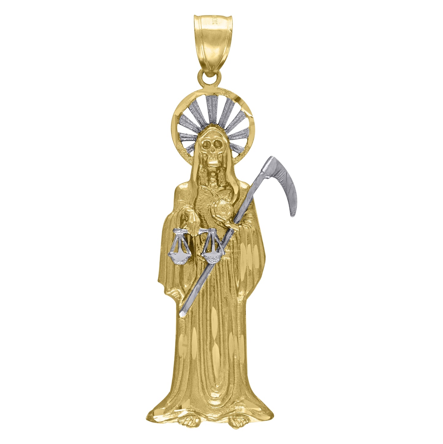 10K Two-Tone Gold Mens Death Angel/Grim Reaper Religious Charm Pendant