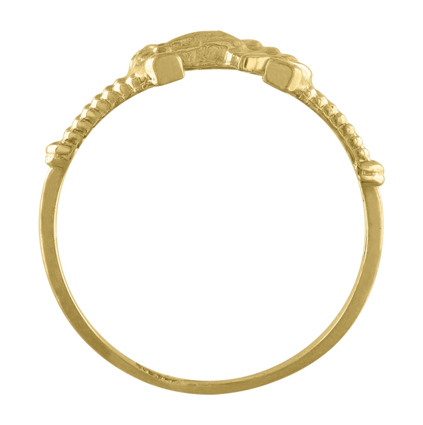 10K Yellow Gold Womens Textured Horseshoe Band Ring
